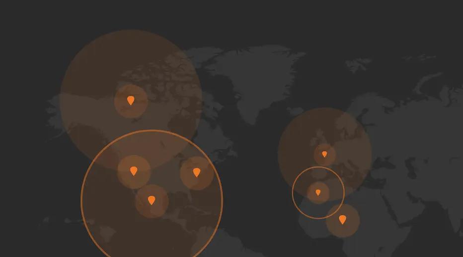 RB Global locations on a global map.